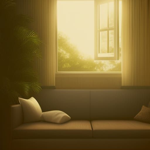 Cozy Living Room with Sunshine and Plants