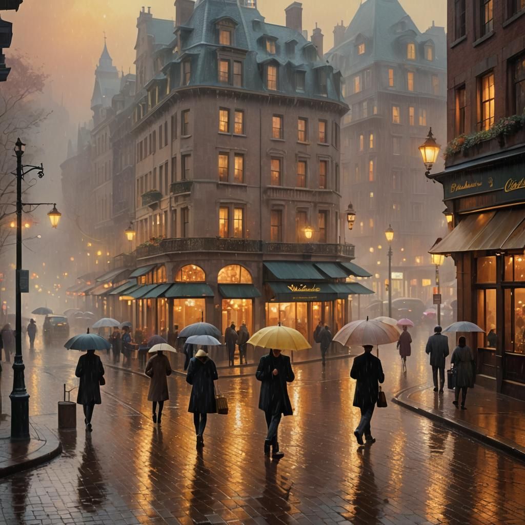 Ethereal Cityscape at Dusk in a Dreamy Style