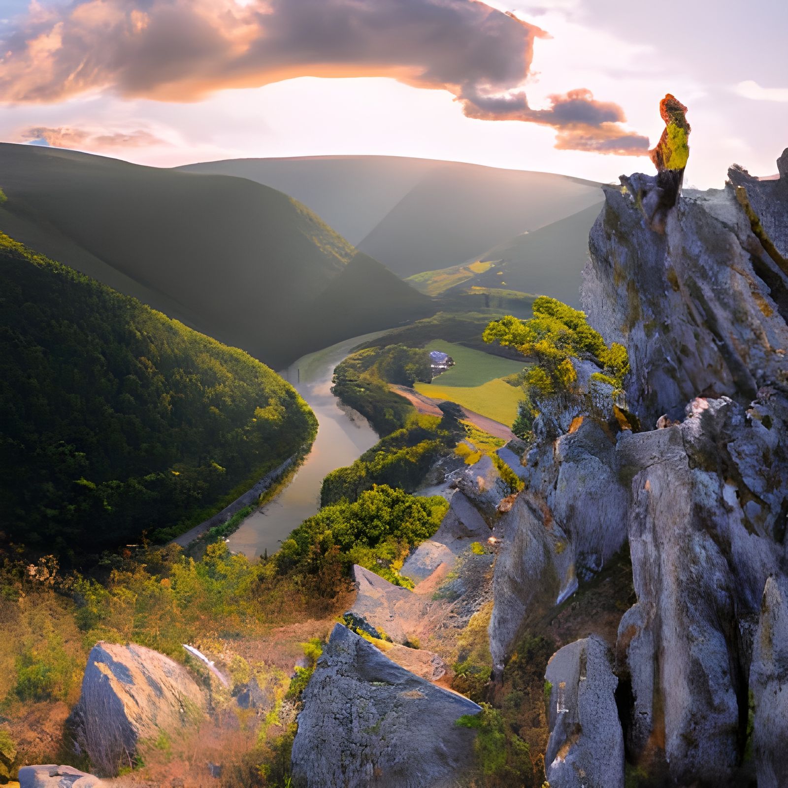 Female Hiker at Seneca Rocks During Golden Hour