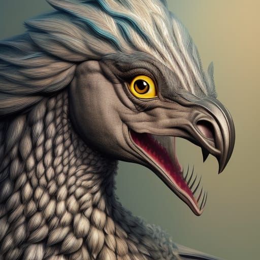 a portrait of a hippogriff monster