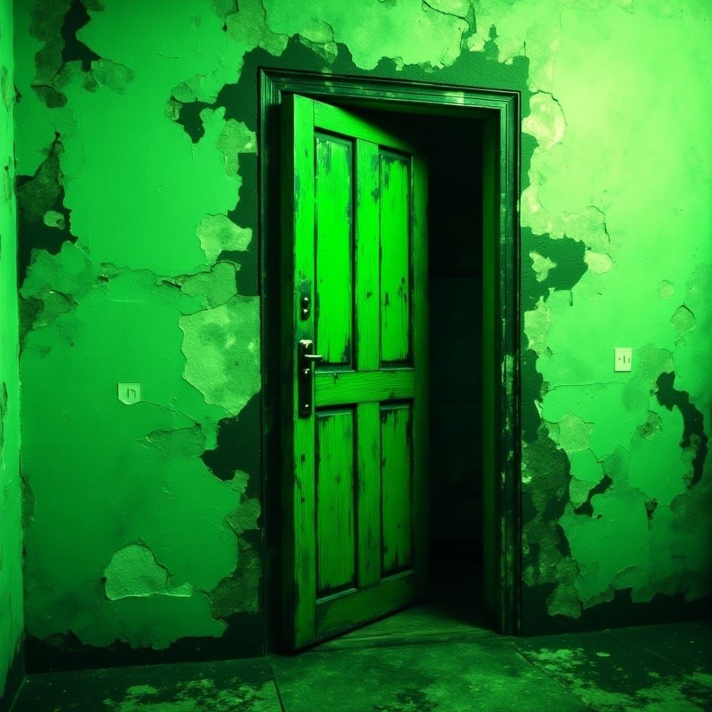 Mysterious Double Exposure Portrait in Green