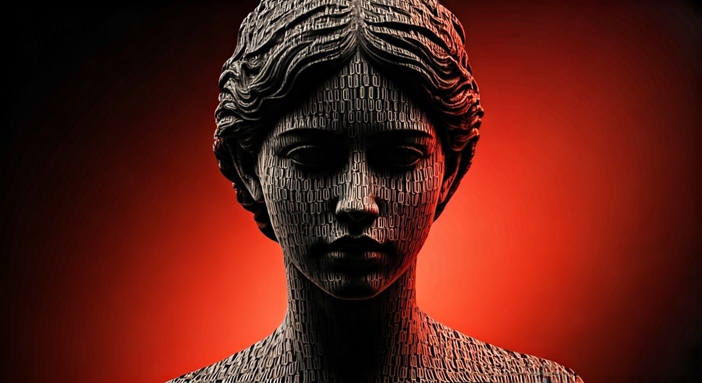 Futuristic Woman's Bust in Hyper-Realistic Charcoal Style