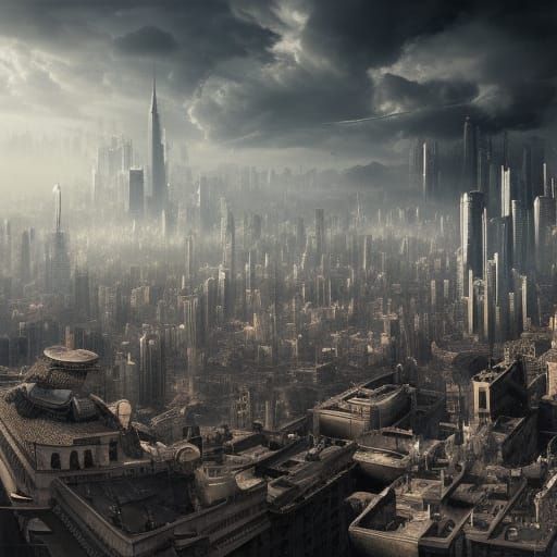 High Resolution Noir Cityscape Digital Painting