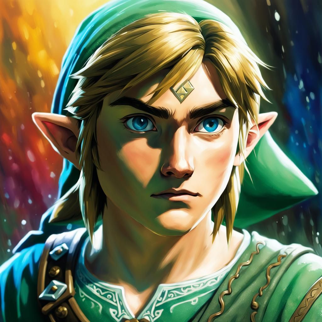 Hyperrealistic Link from Zelda: Splash Art Concept