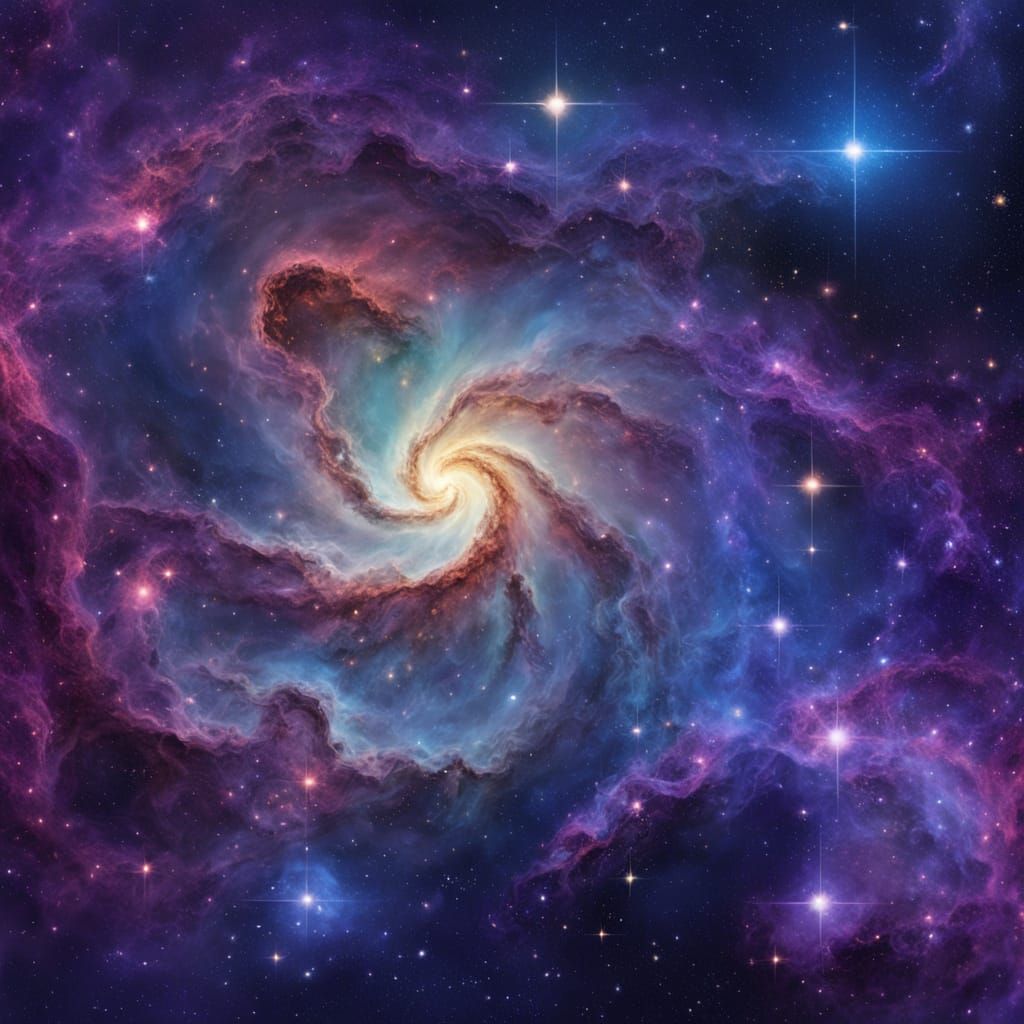 Vast Galaxy Digital Matte Painting in Van Gogh Style