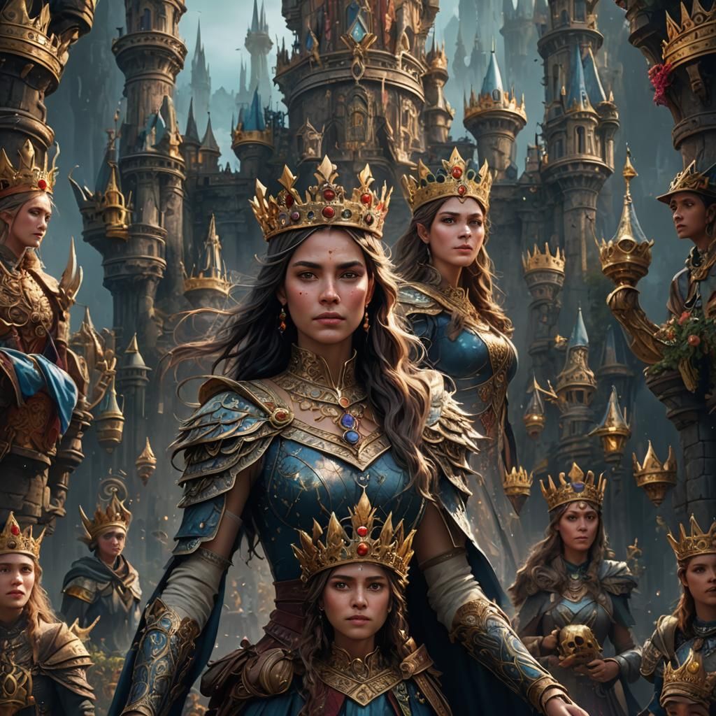 Women in Crowns: Detailed Matte Painting