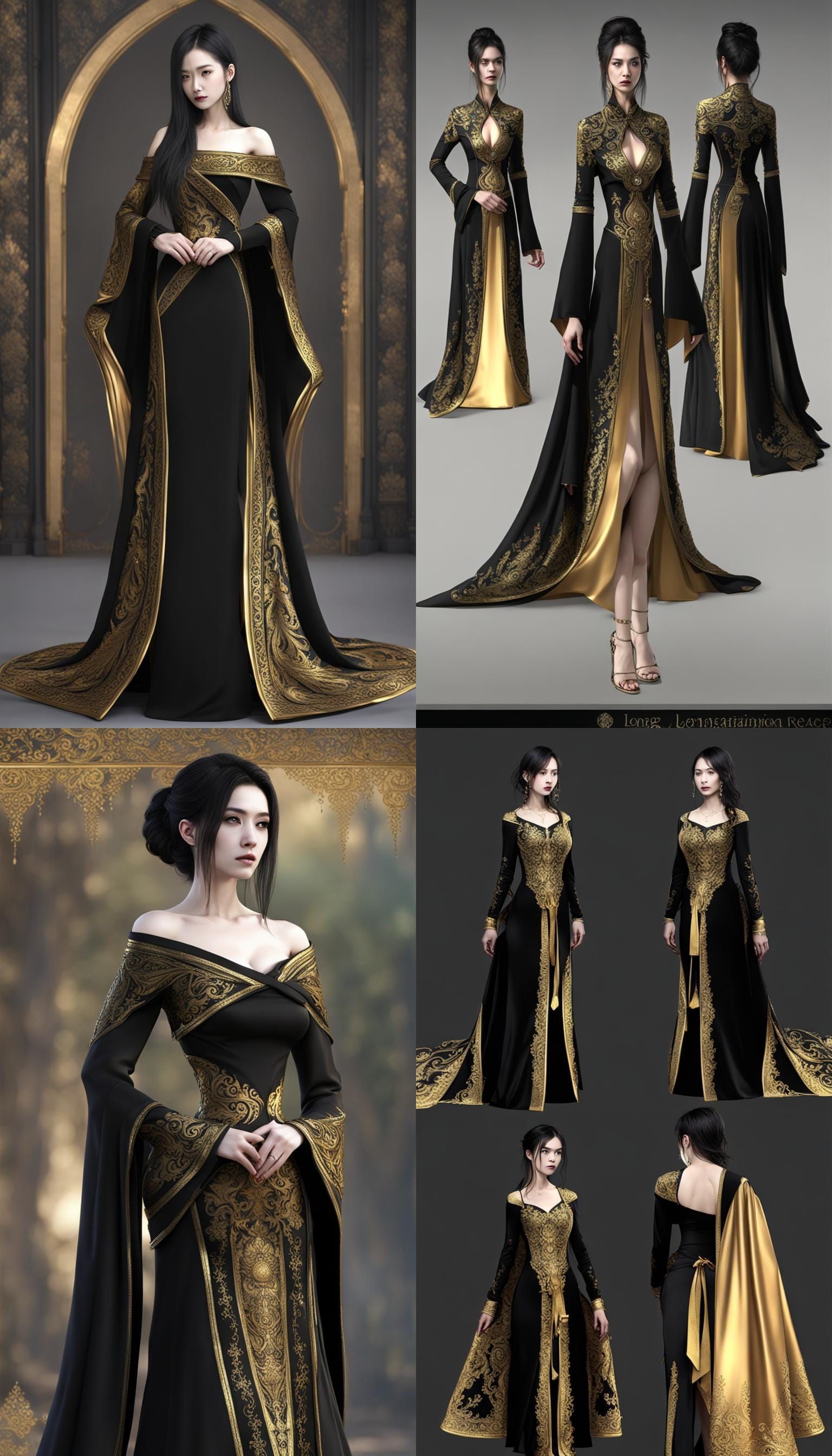 Gothic Dress with Thai Shawl in 3D Animation