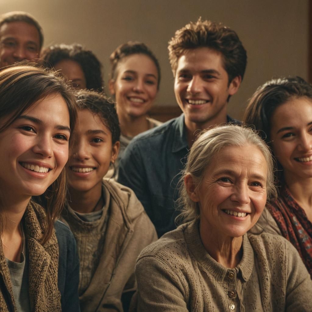 Diverse People Listening in Warm Rembrandt Lighting