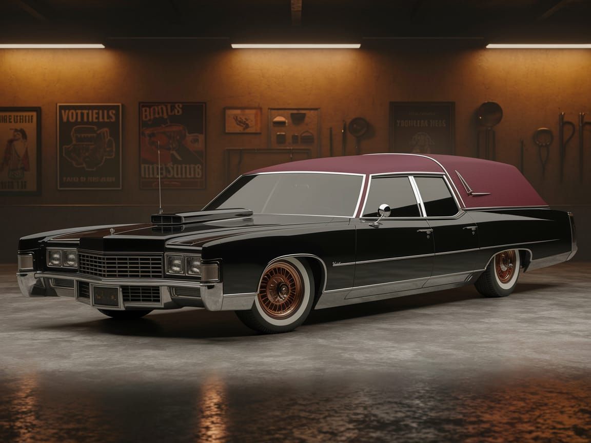 Classic 1960s Luxury Hearse Hot Rod in 3D