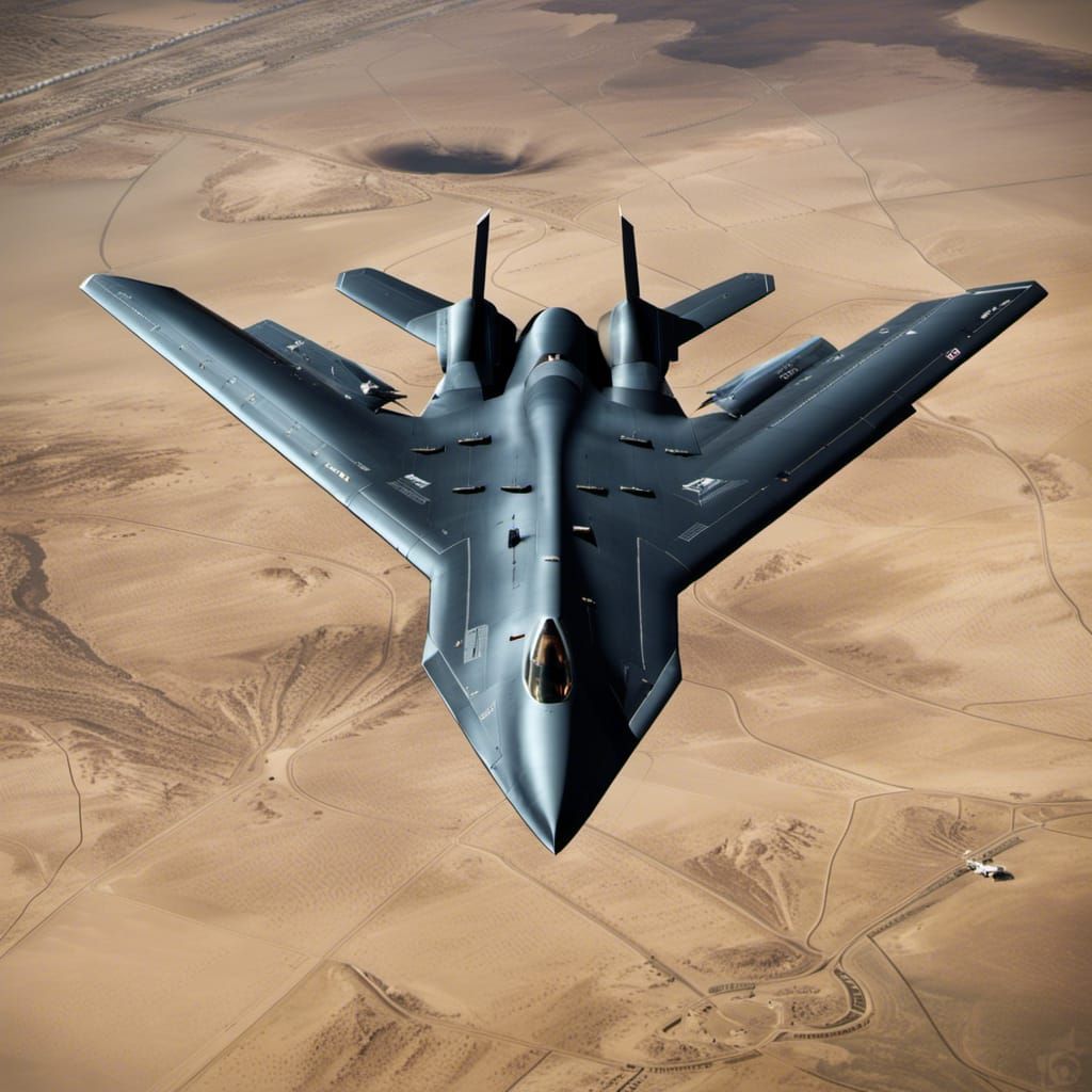 Futuristic American Stealth Bomber in Flight