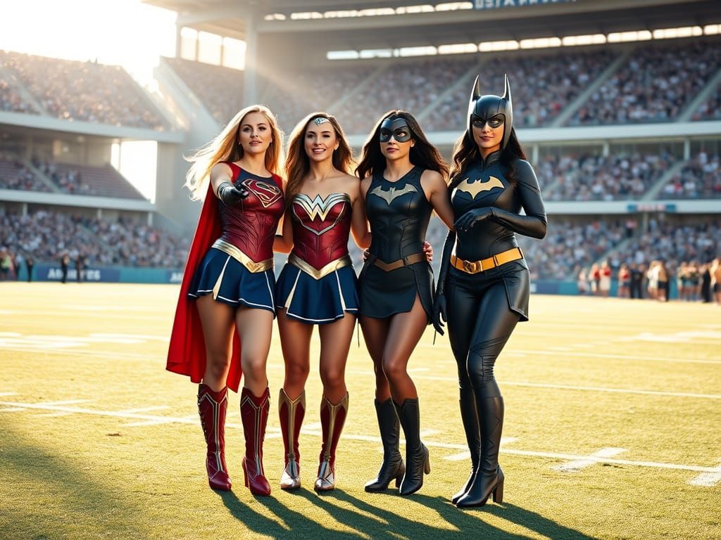 Superhero Cheerleaders Unite on Dallas Cowboy Field