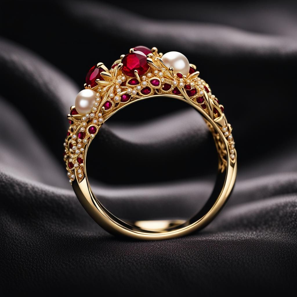 Elegant Gold Ring with Pear-Shaped Ruby Design