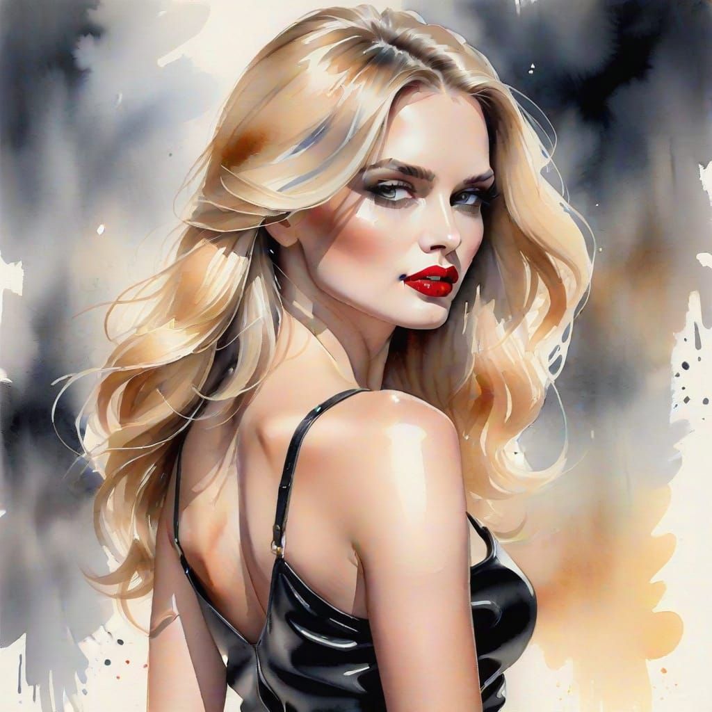 Elegant Lady in Leather Shorts