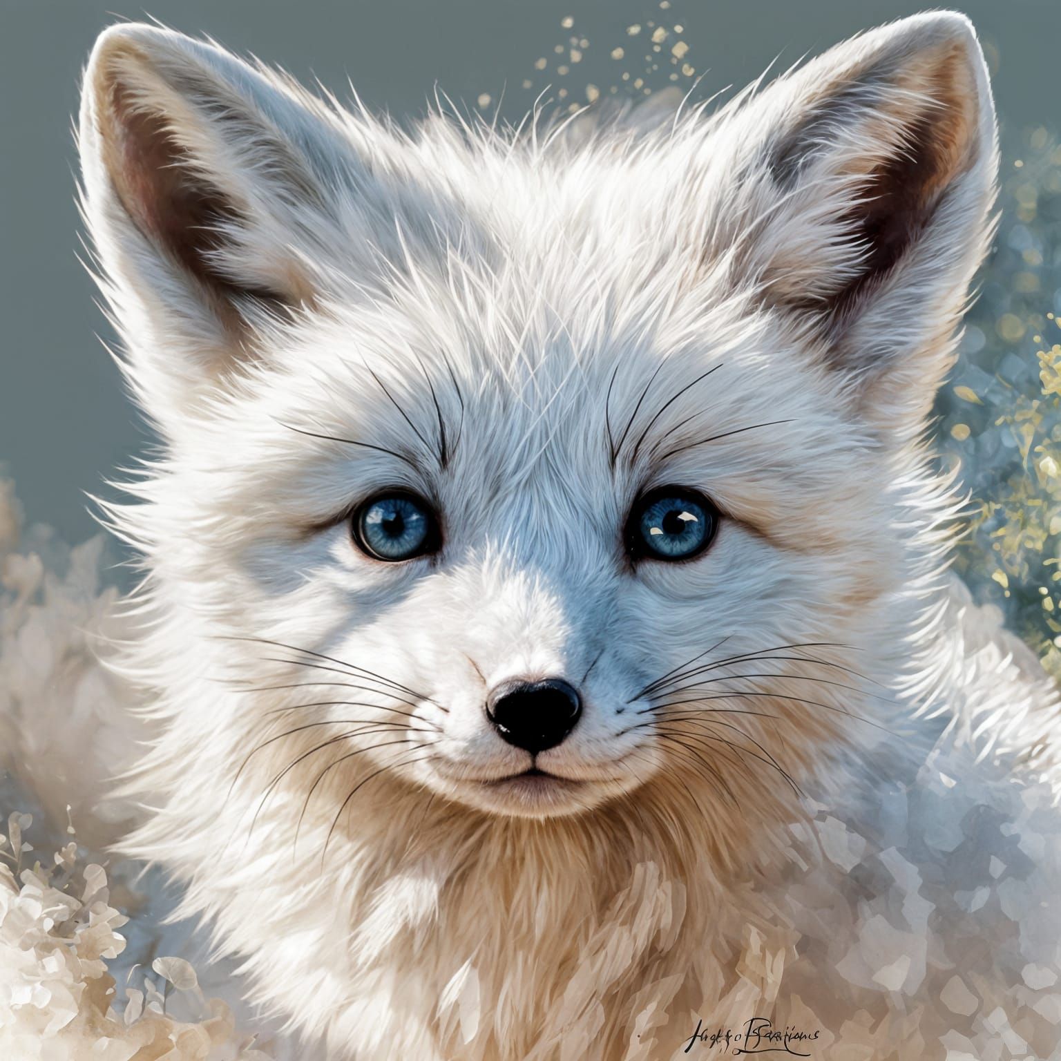 Baby White Fox Kit Portrait