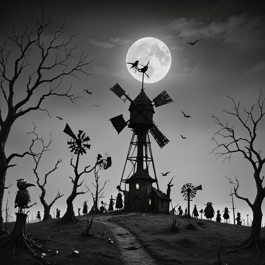 Windmill in Tim Burton style