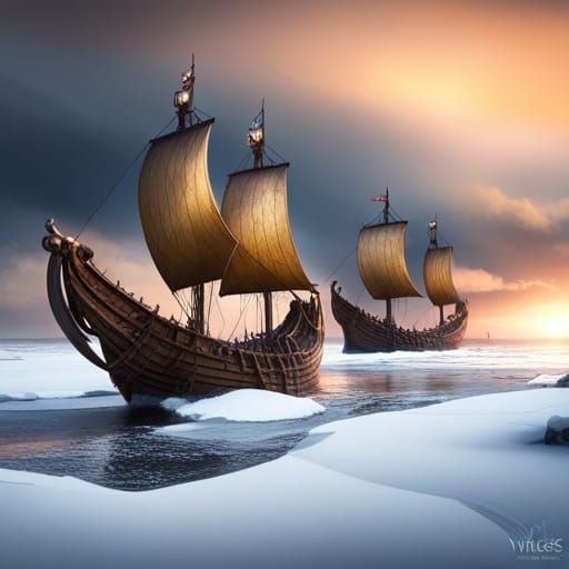 Viking Longships Fantasy Concept Art