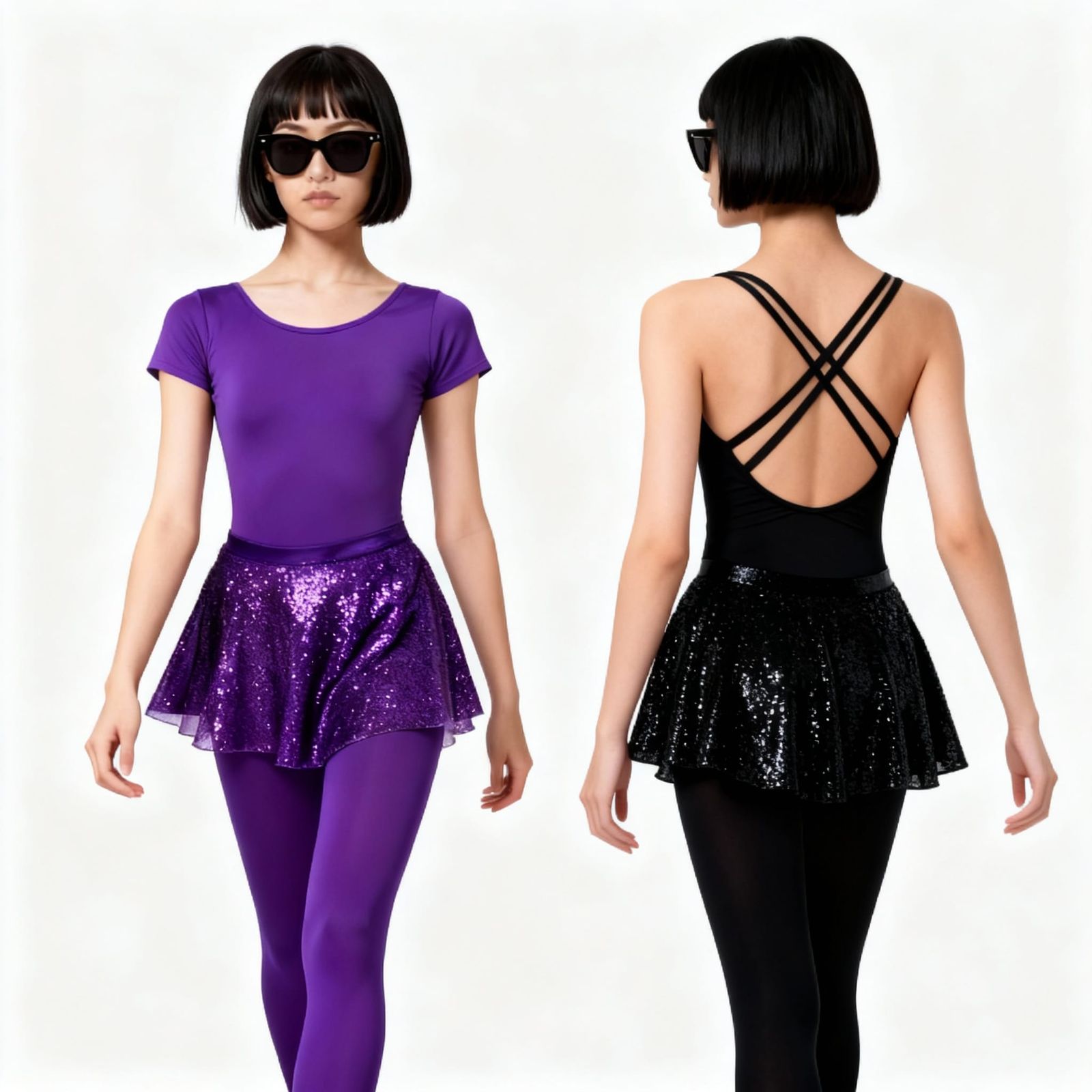 Woman in Black Leotard with Thinner Straps