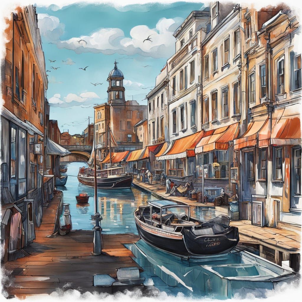Stylish Harbour Adventure Scene
