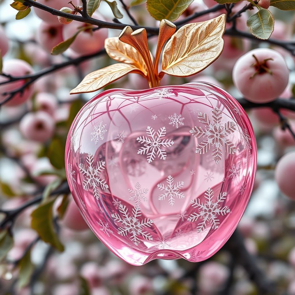 Ethereal Glass Apple in Majestic, Ornate Setting