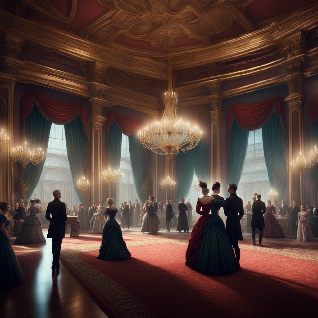 Elegant Victorian Ball: Detailed Matte Painting