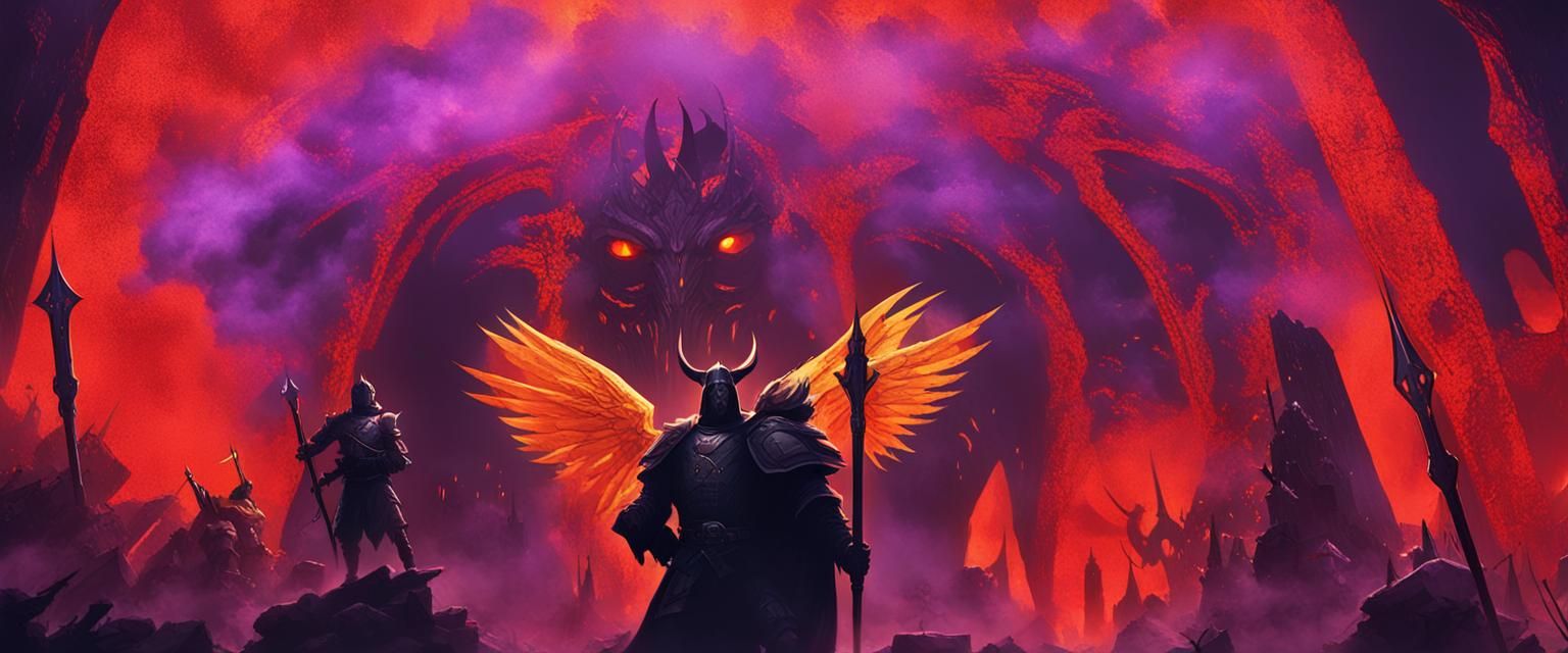 Dark Fantasy Devil Looms Over Medieval Army