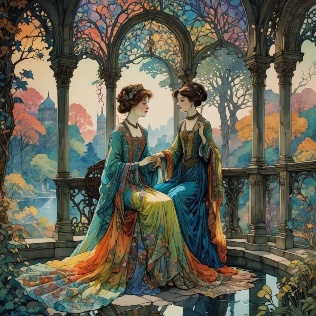 Idyllic Palace Scene in Ancient Style