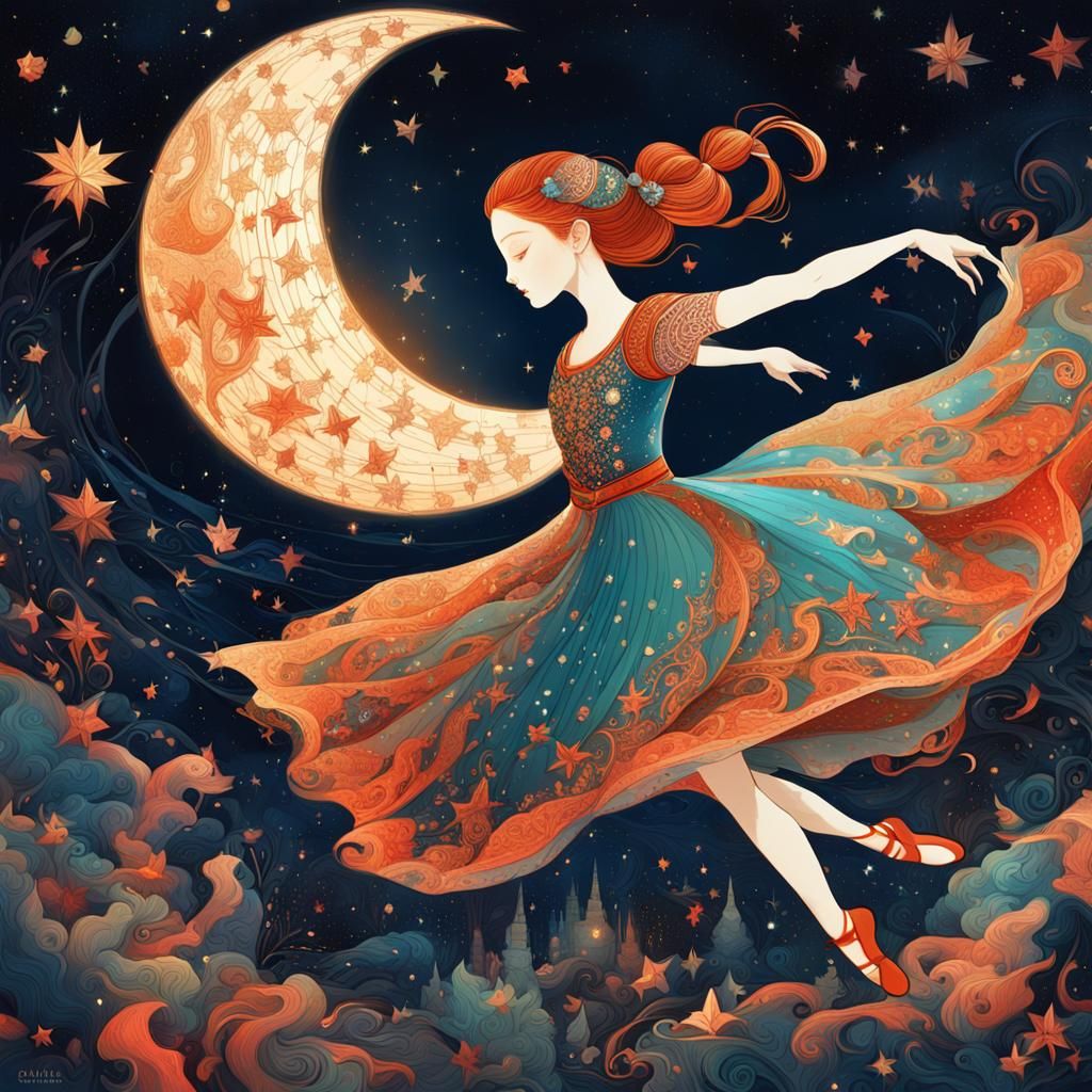 Surreal Ballet Dancer in Moonlit Fantasy Art