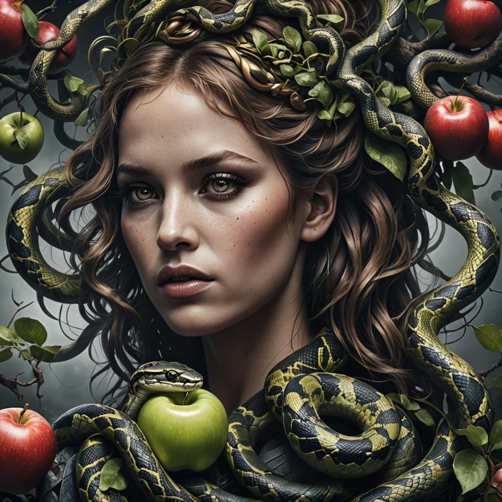 Eve and the Serpent: A Hyperrealistic Depiction