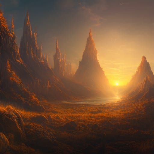 Golden Hour: Detailed Matte Painting in Deep Color