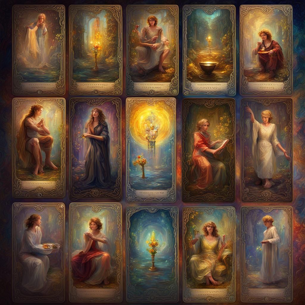 Mystical Tarot Cards in Impasto Oil Painting Style