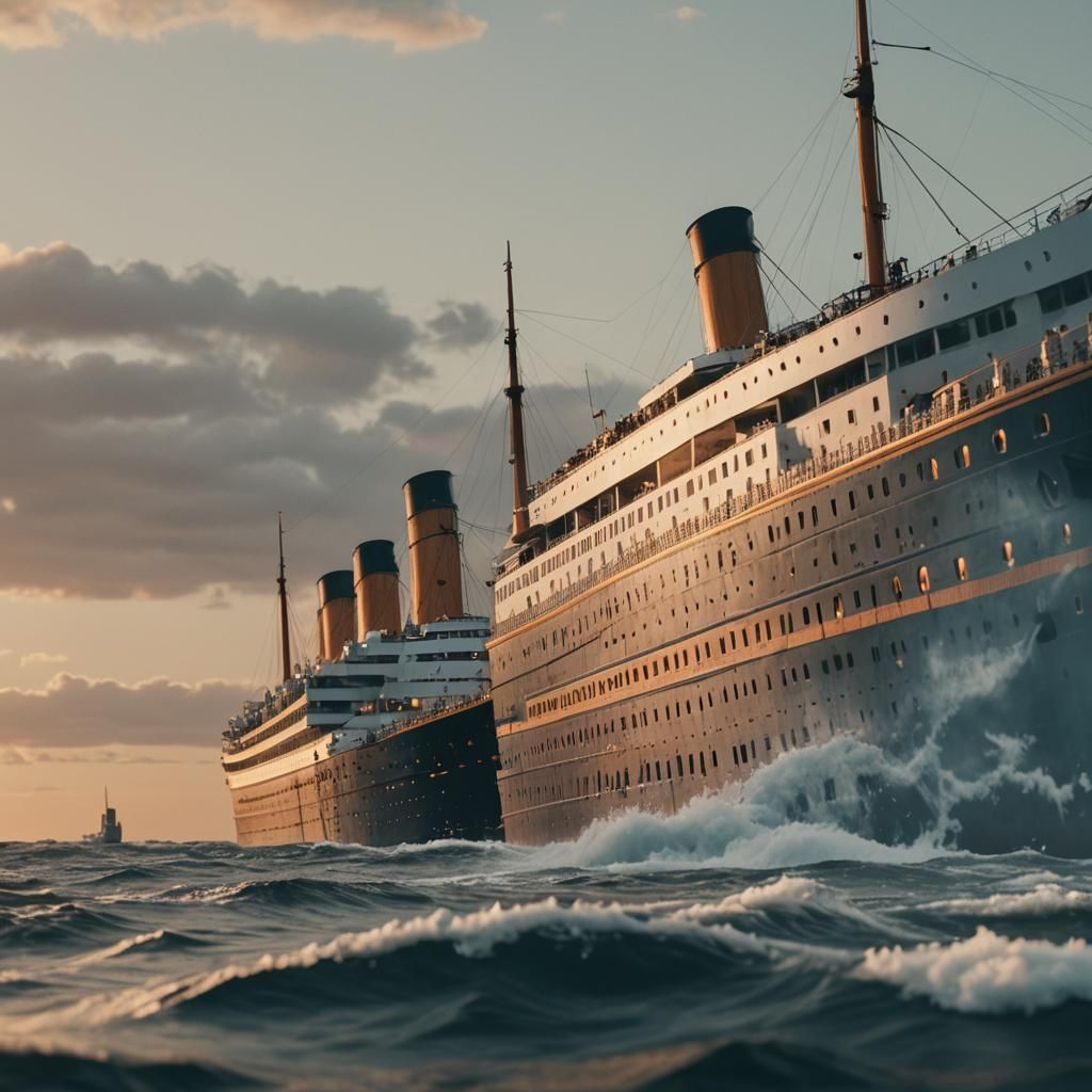 Titanic Ship Close-Up at Golden Hour