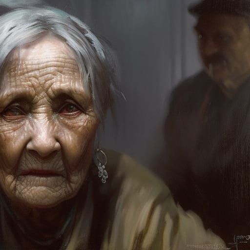 Detailed Portrait of a Wrinkled Old Woman