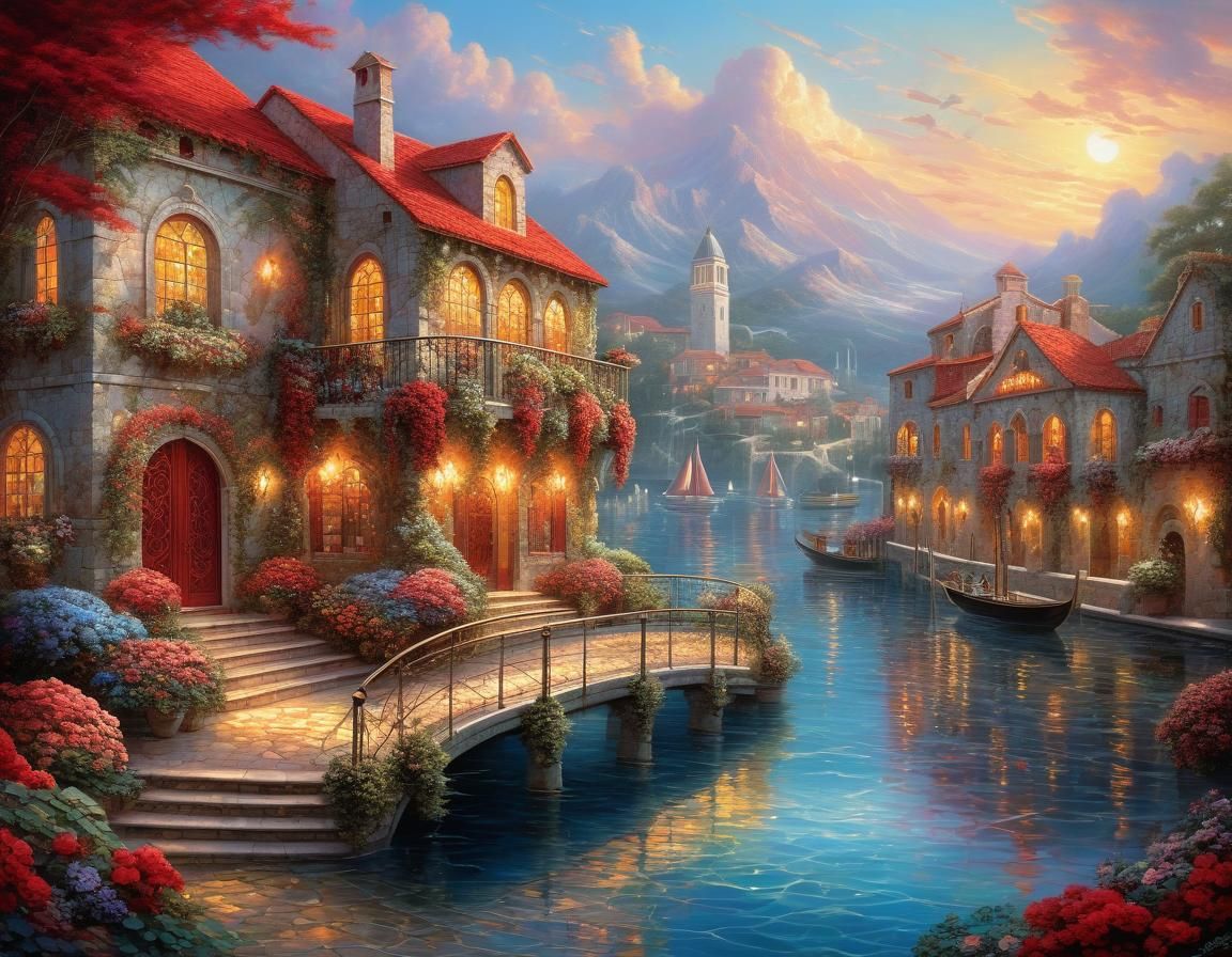 Ethereal Abstract Floral Landscape in Matte Painting Style