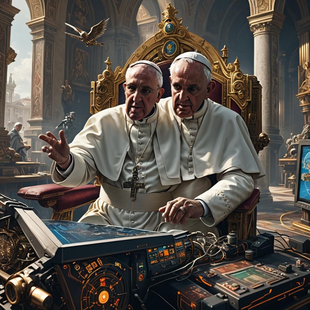 Pope Enjoys Flight Simulator: Detailed Matte Painting