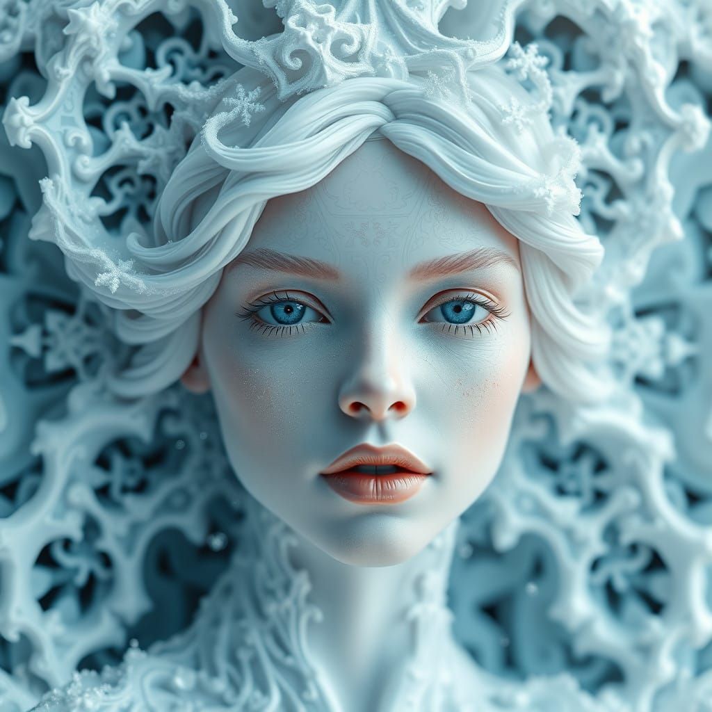 Ethereal Digital Art in Frozen Fractal Realism