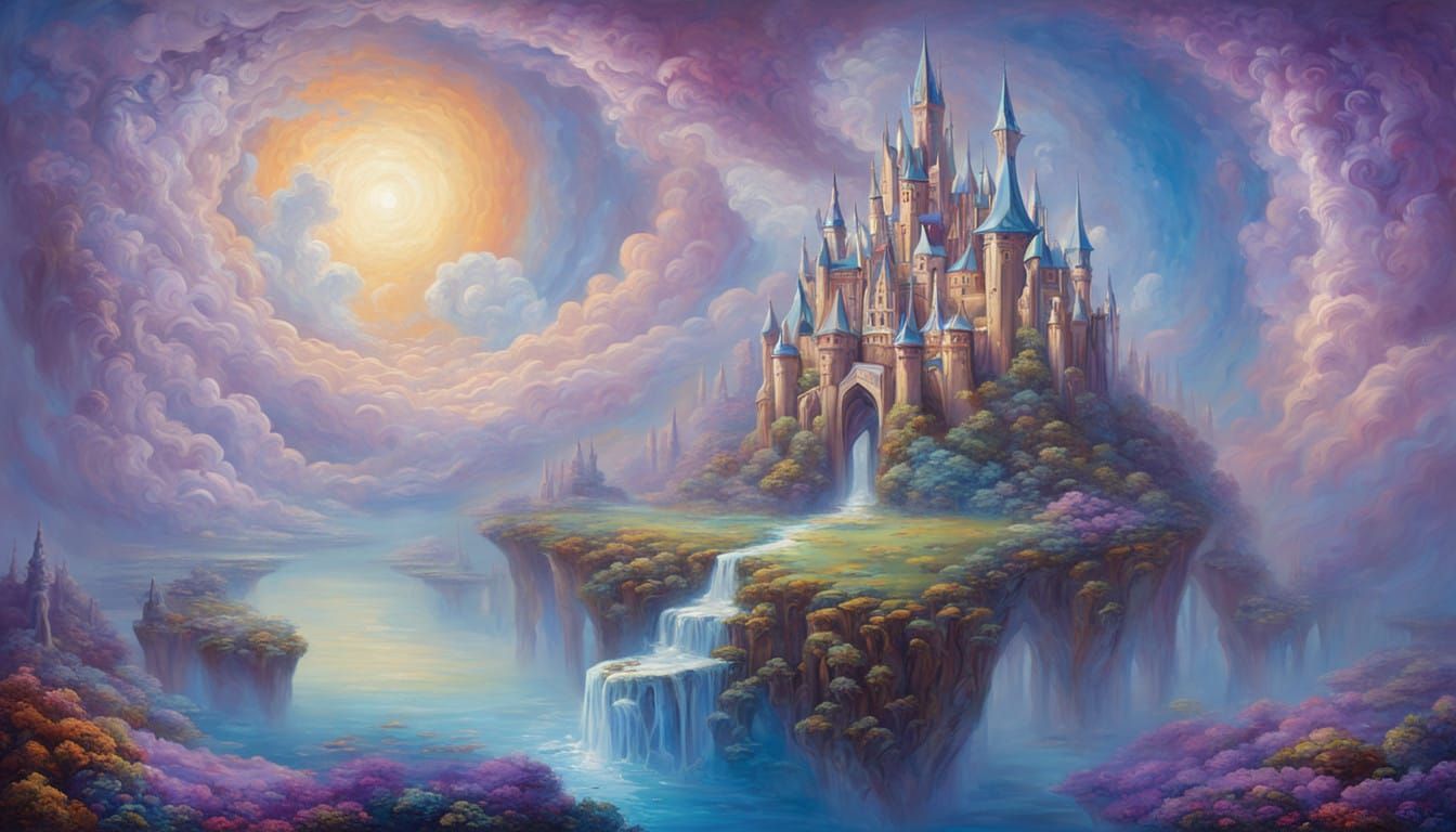 Surreal Futuristic Castle Blends Fantasy and Mysticism