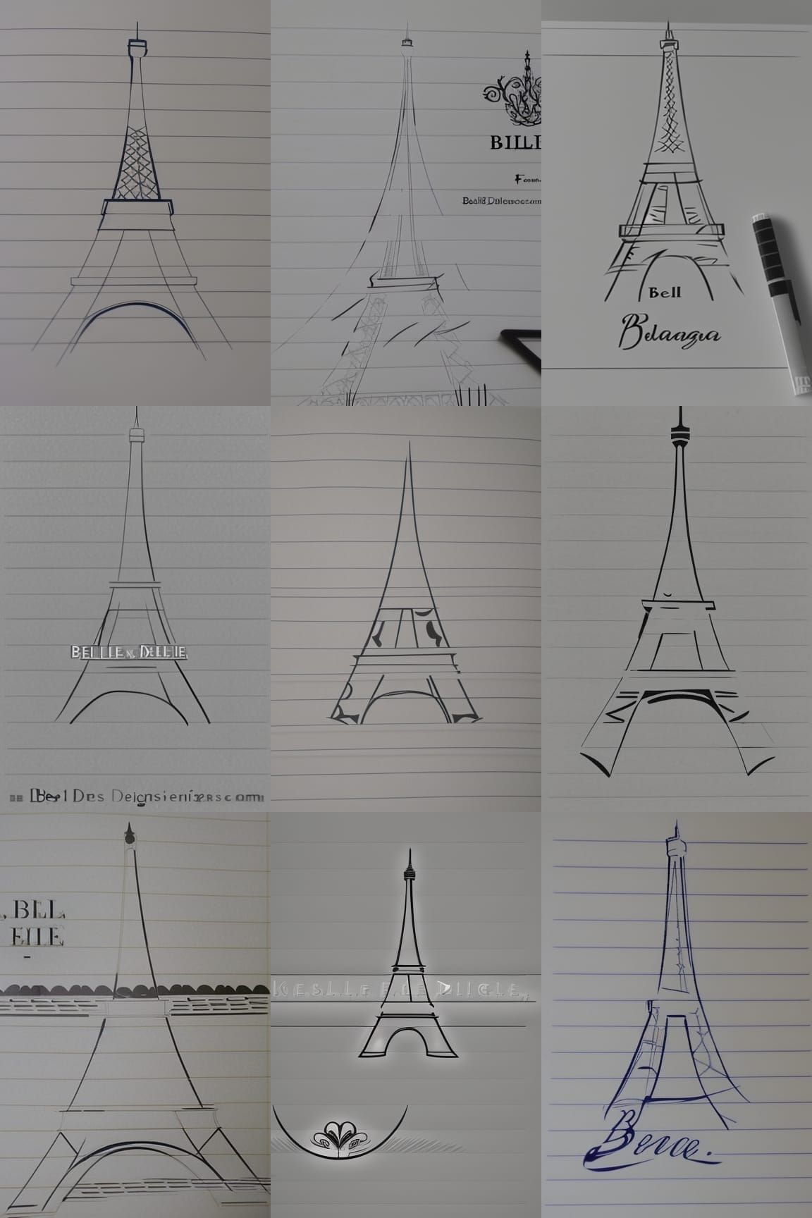 Elegant Art Deco Logo with Eiffel Tower Design