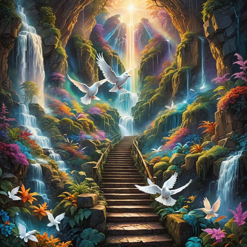 Stairway to Valhalla with Dove in Cosmic Art