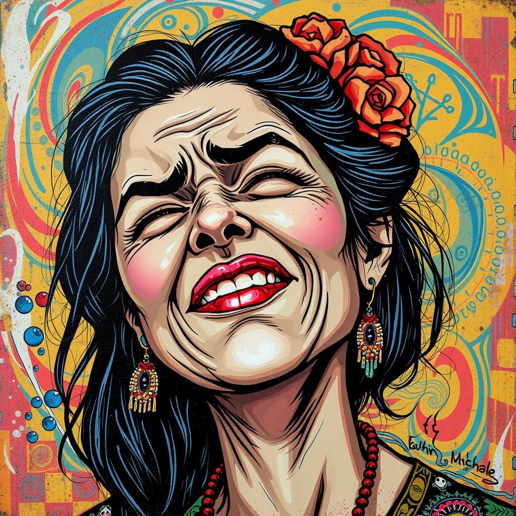 Whimsical Woman in Mirthful Misery