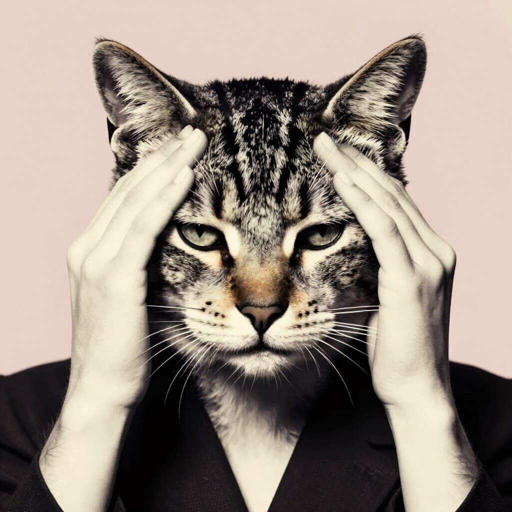 Andy Warhol Style Cat Headache Portrait