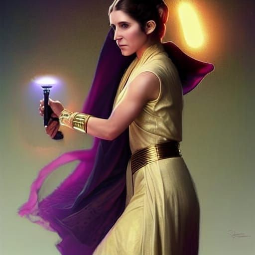 Princess Leia with Sci-Fi Lamp: Digital Art