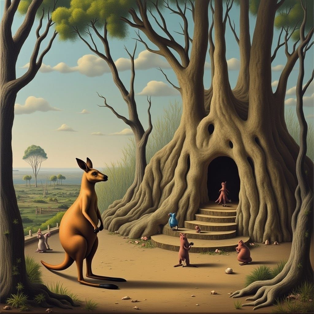 Surreal Kangaroo Court Digital Illustration