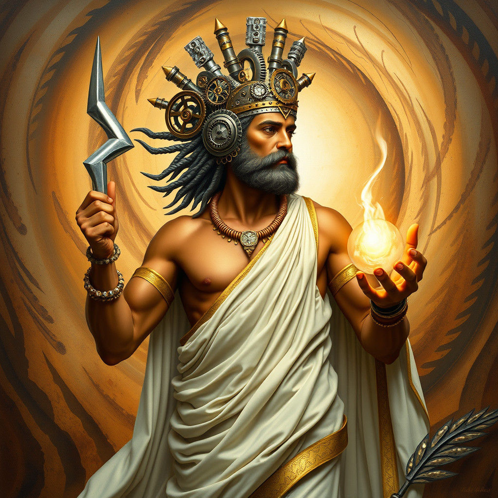 South Africa as Greek God: Detailed Symbolic Artwork