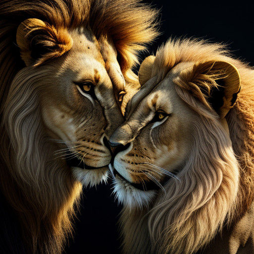 Lion and Lioness in a Romantic Dispute, Anime-Inspired Art