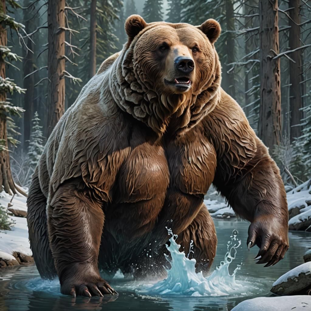 Grizzly Bear Hydromancer Casting Water Magic