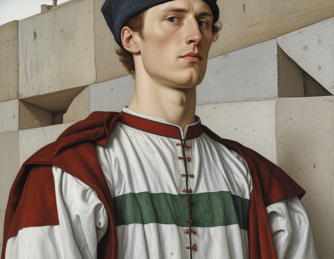 A contemplative man stands at the edge of a serene landscape...