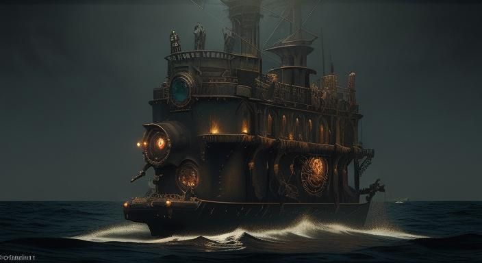 Steampunk Vampire's Deep Sea Submarine Lair