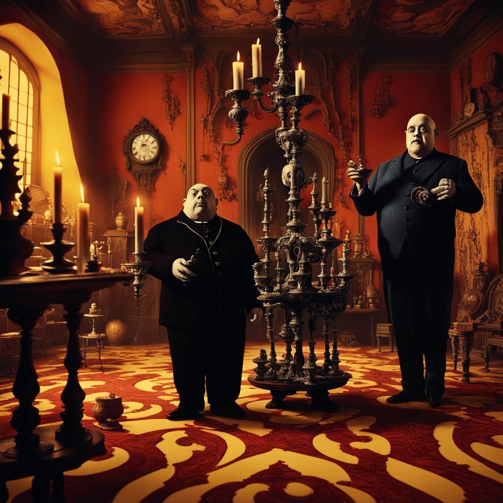 Addams Family in a Surrealist Salvador Dali Scene