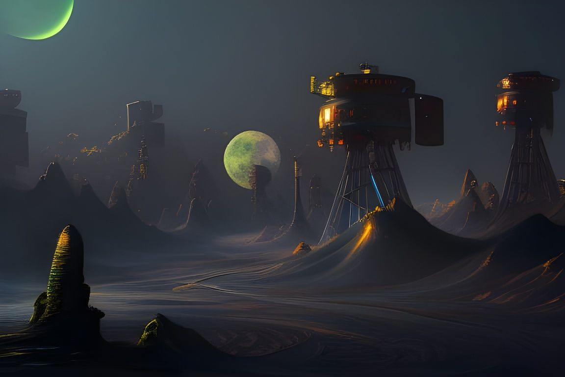 Fantastical City on the Moon: Detailed Matte Painting