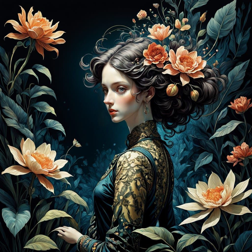 Dark Baroque Jungle in Dreamy Luminism Style